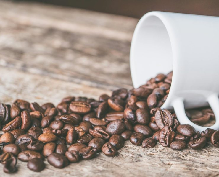 coffee beans and white mug